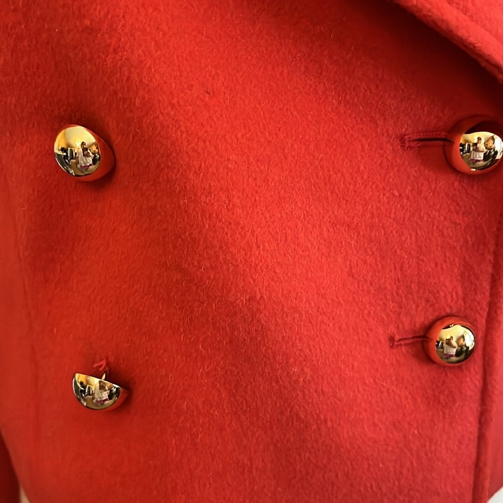 The Limited Orange Crop Wool Blend Double breast Pea Coat w/Gold Buttons Size S - Picture 7 of 13